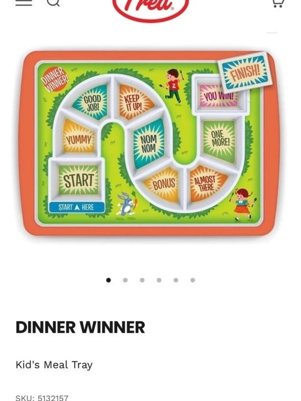 Set of 2 Fred Dinner Winner Kids Meal Game Trays